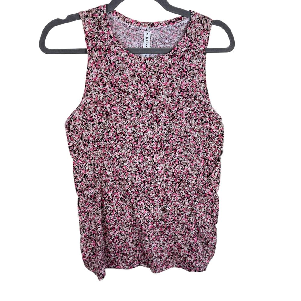 Kinesis Pink Floral Print Breathable Cotton Modal Stretchy Light Tank Top Sz XS